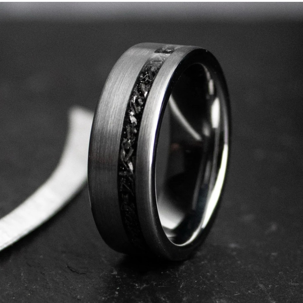 Tungsten and Meteriorite Ring